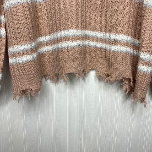 Rue 21+ destructed hem pink striped sweater 2X - Picture 4 of 7